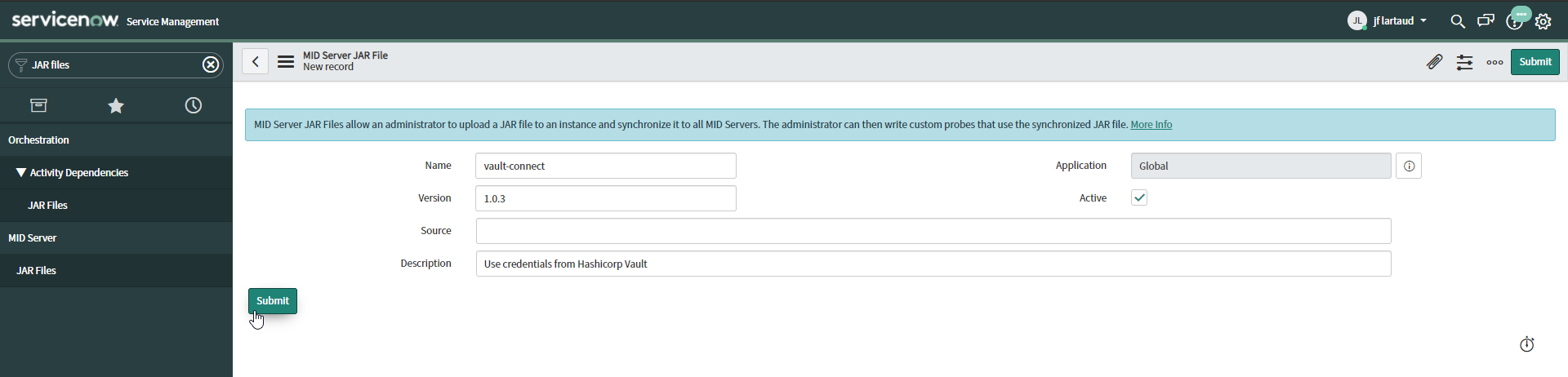 ServiceNow - Add Jar File